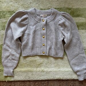 LoveShackFancy grey Cardigan with Gold Buttons